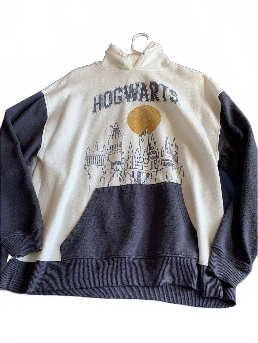Harry Potter Hogwarts Hoodie Men XS Cream Black Colorblock Pullover Sweater​